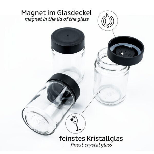 Silwy Magnet Feinkostgewürzgläser 192ml * Black&Classy*