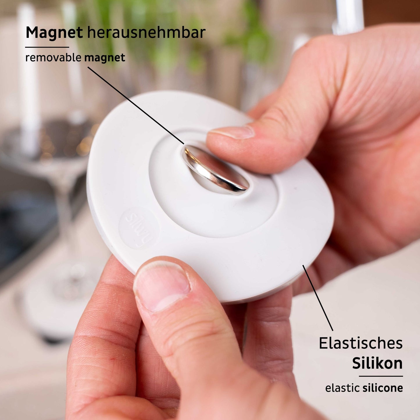 Silwy - Magnet-Kondom für Stielgläser GREY inkl. Pad