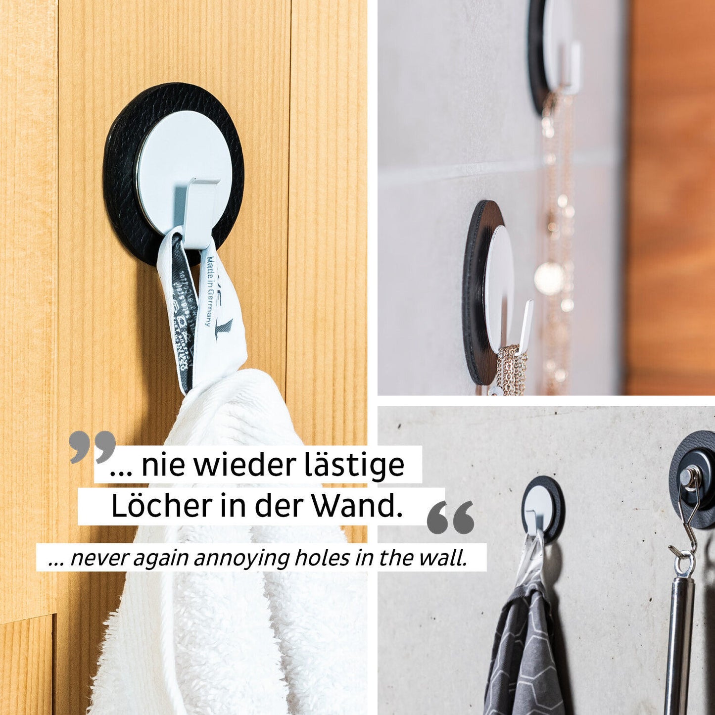 Silwy- Magnet-Haken CLEVER inkl. Metall-Nano-Gel-Pad - White - Black