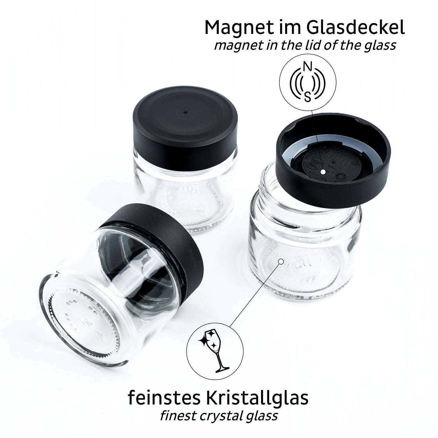 Silwy - Feinkost-Magnetgläser 125 ml *Black & Classy*
