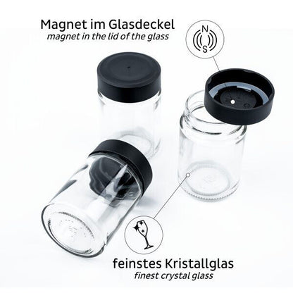 Silwy Magnet Feinkostgewürzgläser 192ml * Black&Classy*